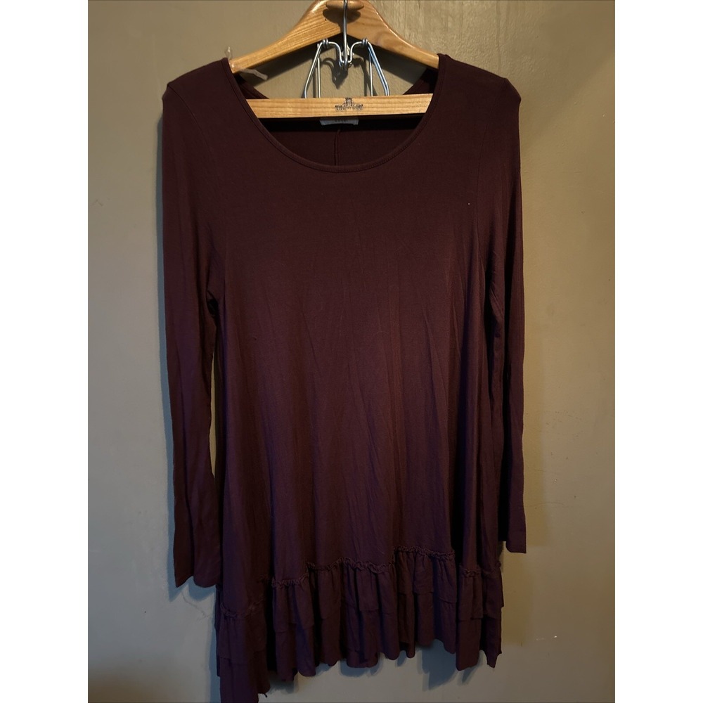 Easel Anthropologie Mini Dress Womens Medium Long Sleeve Ruffle Tunic Top Boho
